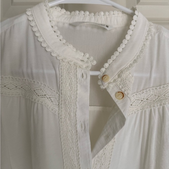 Zara White Button-Front Smocked Mini Dress - Picture 2 of 3